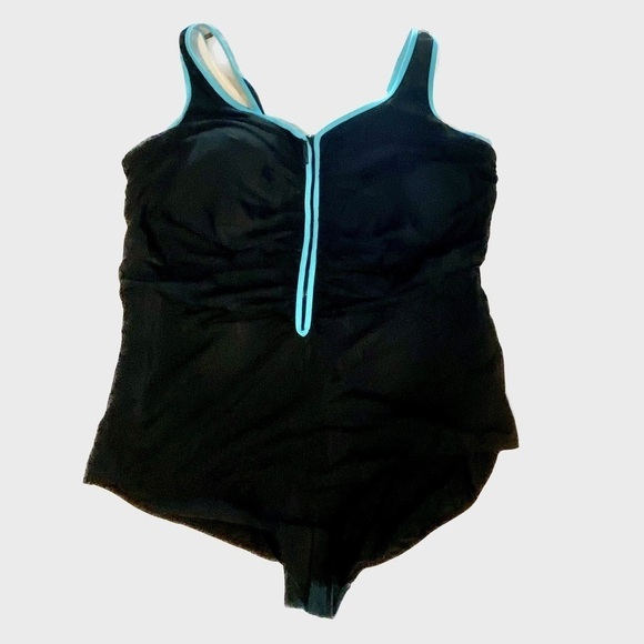 Delimira Sexy One Piece Front Zip Bathing Suit w/ All-over Support Plus Size 24 - Picture 5 of 9